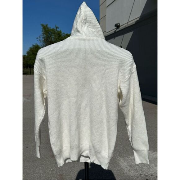 Cream Knit Hoodie Sweater Size M - Picture 2 of 4